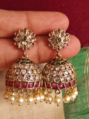 flower victorian jhumkha  (Multicolor)