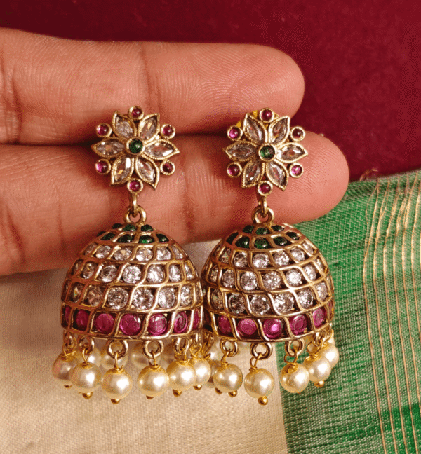 flower victorian jhumkha  (Multicolor)
