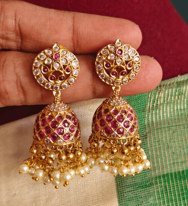 Ruby bell jhumkha (Ruby white)