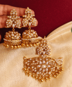 Traditional mango kemp pendant with jhumkha (pearl)