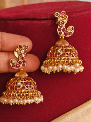 Duck antique jhumkha (Ruby white)