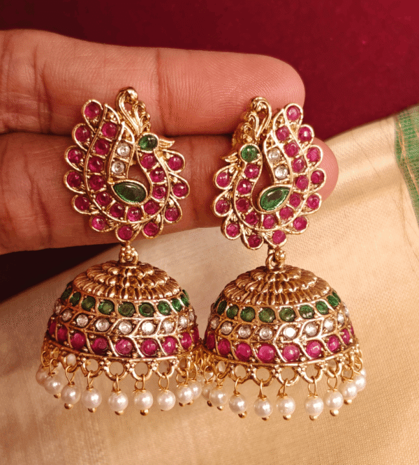 Peacock bell kemp jhumkha (Multicolor)