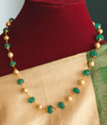 Green pumpkin beads with pearl mala