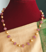 Light purple pumpkin beads with pearl mala