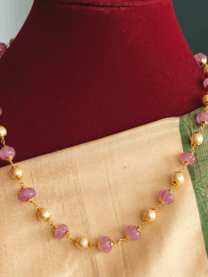 Light purple pumpkin beads with pearl mala