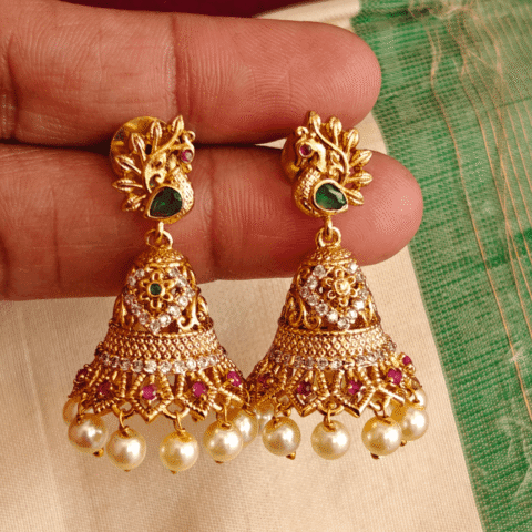 Peacock bell jhumkha