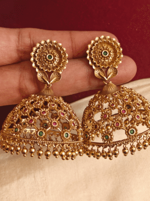 Ruby emerald net kodai jhumkha