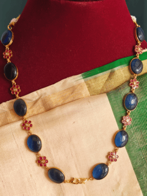 Oval stone chain (Blue) with fish hook