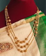 Three line pearl antique mala with earrings