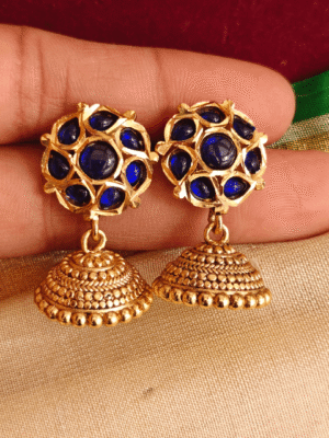 Amirtham blue jadau kundan jhumkha