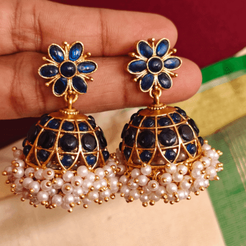 Traditional kodai jhumkha (Blue)