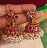 Traditional kodai jhumkha (Kemp red)