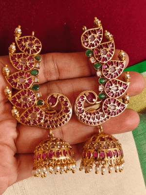 Peacock mango earcuff jhumkha