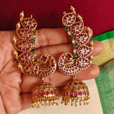 Peacock mango earcuff jhumkha