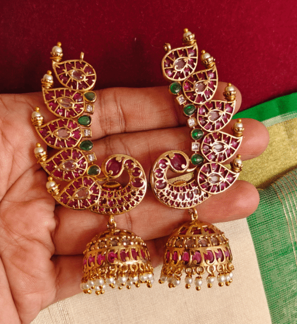 Peacock mango earcuff jhumkha
