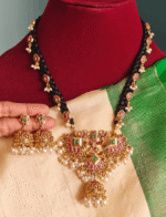 Flower jhumkha braided rope haaram set