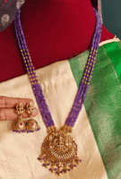 gajalakshmi pendant purple beads set with jhumkha