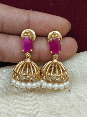 Mini kodai jhumkha (ruby)