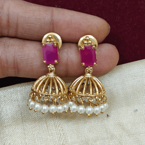 Mini kodai jhumkha (ruby)