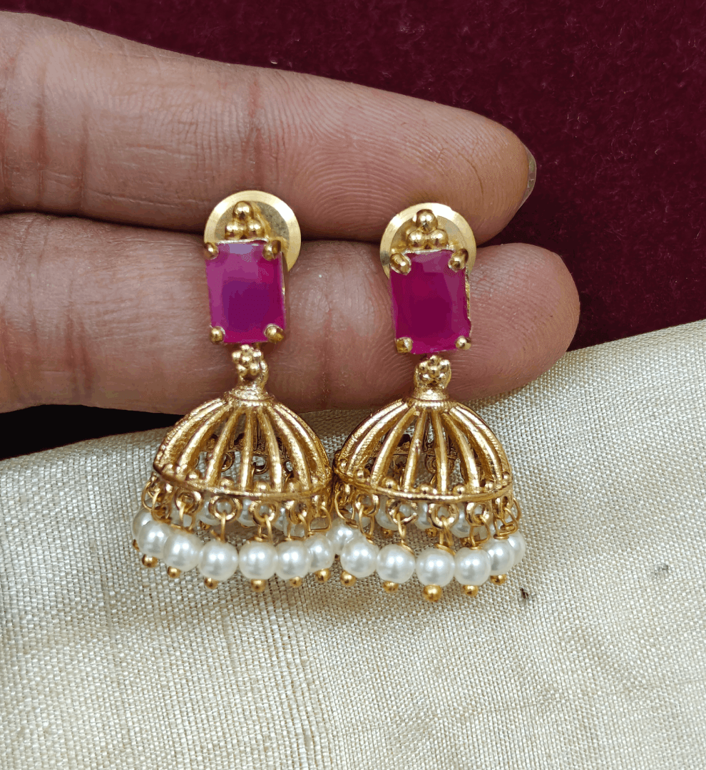 Mini kodai jhumkha (ruby)