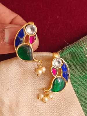 Peacock bugadi earrings (Blue green)