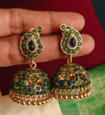 Traditional mango kemp jhumkha ( Blue green )