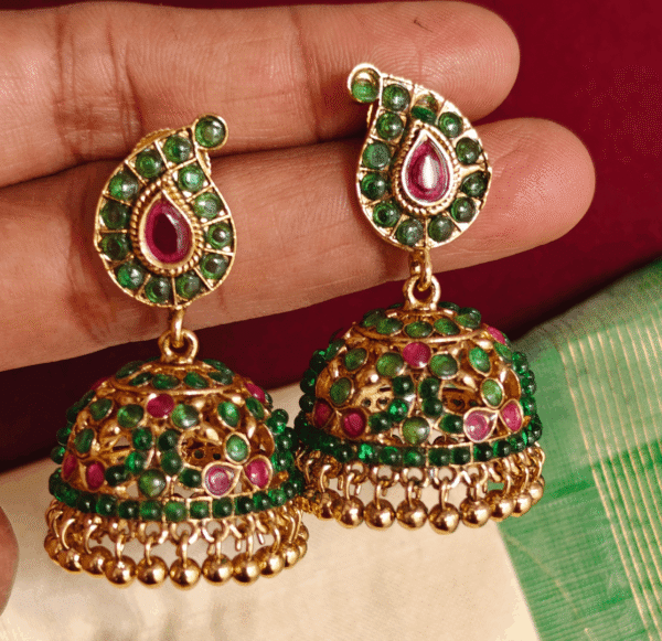 Traditional mango kemp jhumkha (Green ruby)