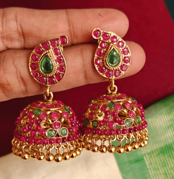 Traditional mango kemp jhumkha ( ruby green )