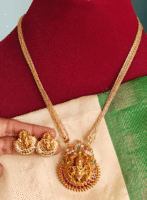 Flute krishna pendant set with chain