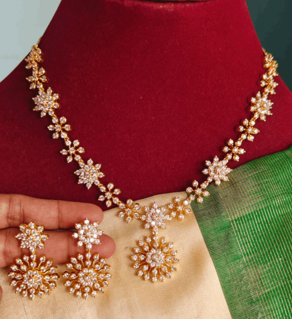 Nakshatra chakra flower diamond necklace with earrings