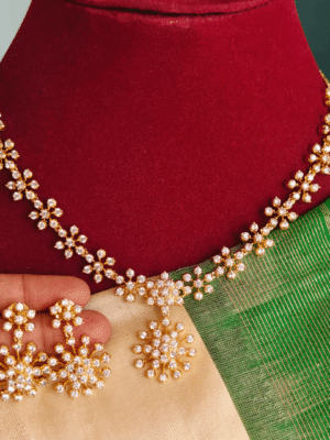 Nakshatra flower diamond necklace with earrings