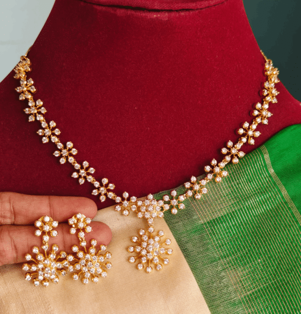 Nakshatra flower diamond necklace with earrings