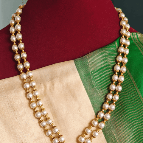 Double line shell pearl mala