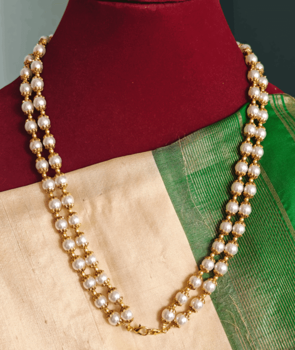 Double line shell pearl mala