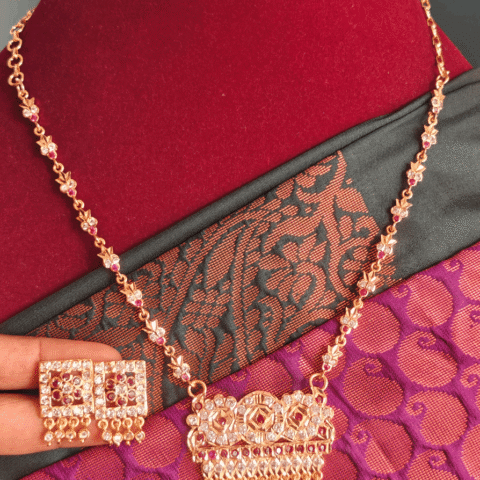 80's classic padhakkam necklace (ruby white)