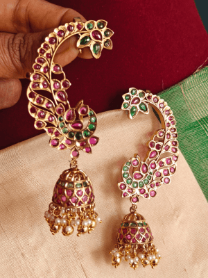 Peacock jhumkha earcuff