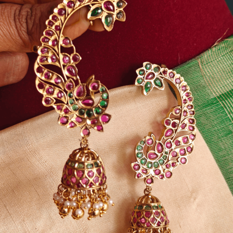 Peacock jhumkha earcuff