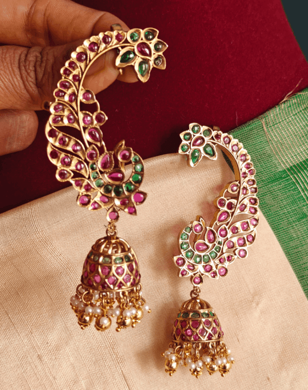 Peacock jhumkha earcuff