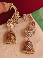 Peacock jhumkha earcuff model 2