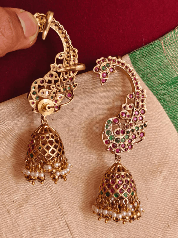 Peacock jhumkha earcuff model 2