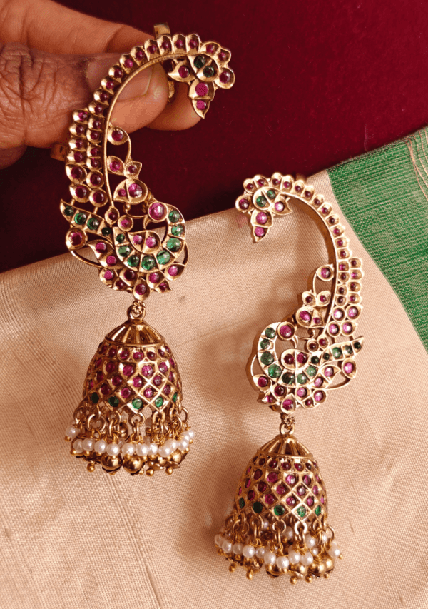 Peacock jhumkha earcuff model 2