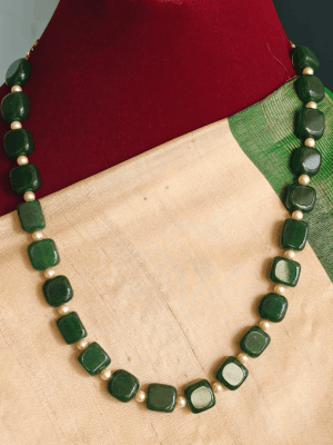 Flat beads with pearls mala