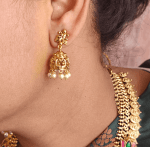 Amirthya double side moppu style annam kasu haaram with jhumkha