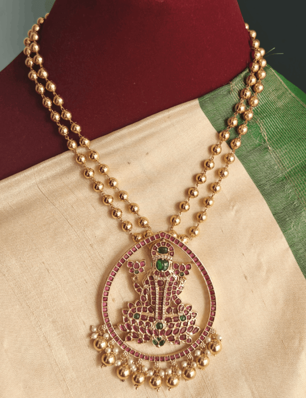 Thamrai lakshmi (Ruby) with double line ball chain