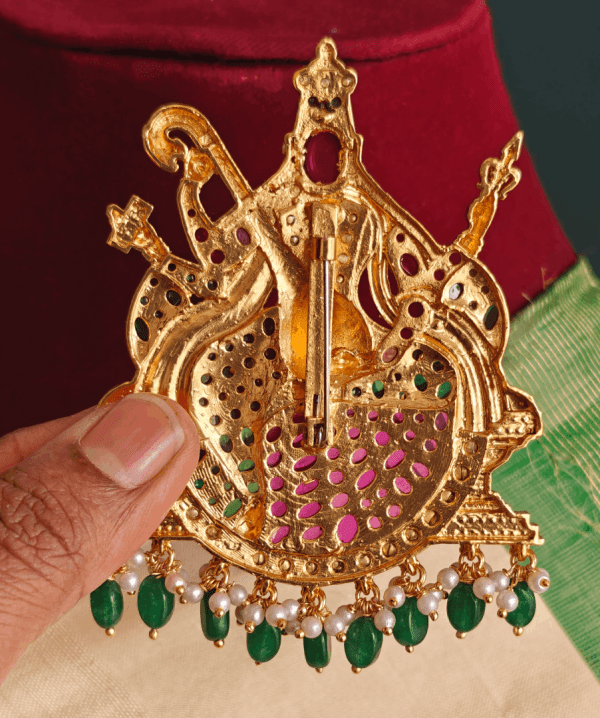 Saraswati with blue veena brooch