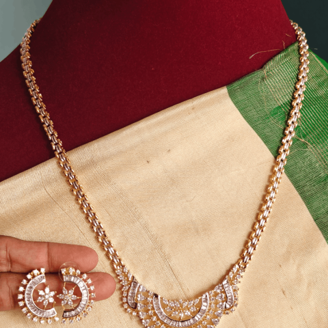 Diamond look alike half moon necklace