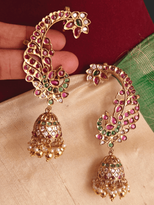 Peacock jhumkha earcuff model 2