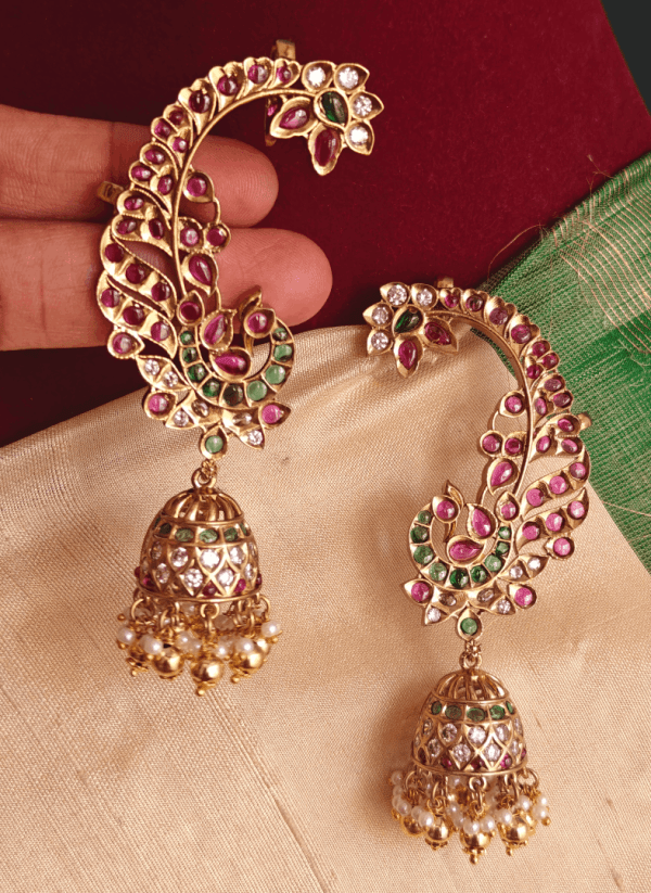 Peacock jhumkha earcuff model 2
