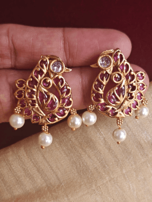 Peacock ruby stud