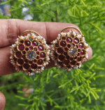 Kemp floer pearl stud (ruby emerald)